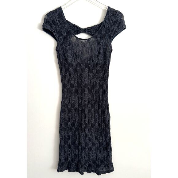 Free People Dark Gray Stretch Lace Y2K Style Bodycon Dress Sz S - Picture 1 of 7